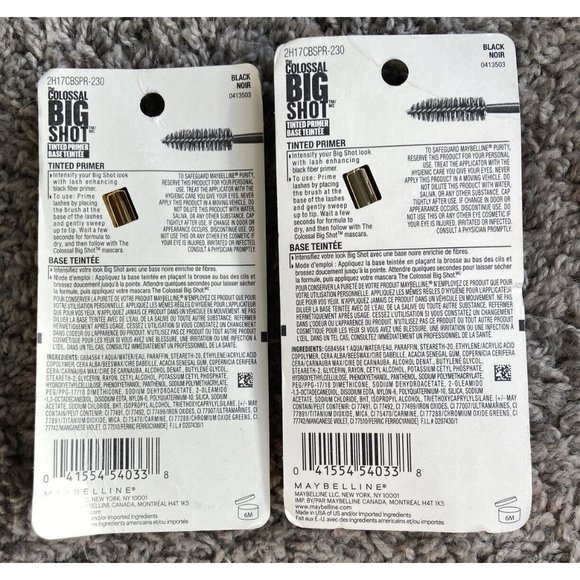 2 Packs Of Maybelline The Colossal Big Shot Black Tinted Primer Base 230 Beauty - Picture 2 of 2